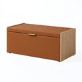 Aufbewahrungsbank 100 x 40 x 48 cm Braun Holzwerkstoff Lederoptik gepolstert mit Stauraum