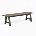 Gartenbank 160 x 35 x 45 cm Holzoptik Braun Metallgestell Dunkelgrau Modern