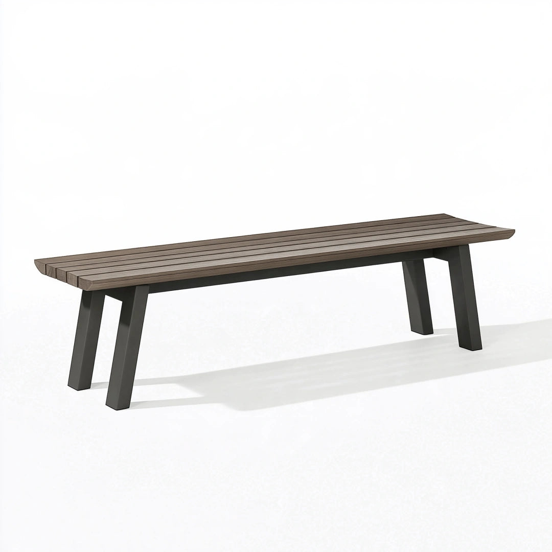 Gartenbank 180 x 35 x 45 cm Holz braun mit Metallgestell modern