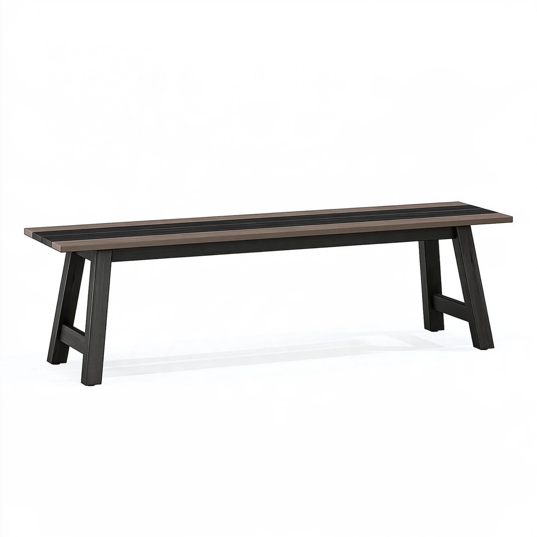 Gartenbank 180 cm Braun Schwarz aus Stahl und Kunststoff im modernen Stil