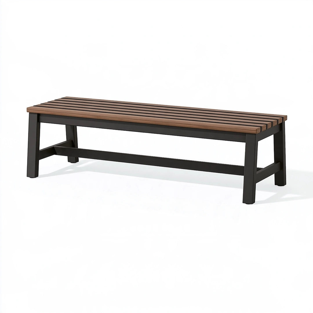 Gartenbank 120 x 40 x 45 cm Holz und Metall Braun Schwarz modern