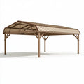 Carport 600 x 300 x 260 cm Holz Braun mit geripptem Dach klassisch