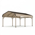 Carport 500 x 300 x 260 cm aus Stahl Beige mit dunklem Dach für Außenbereich