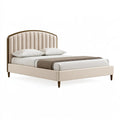 Polsterbett 160 x 200 cm Beige mit gepolstertem Kopfteil im modernen Stil