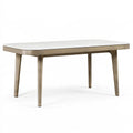 Esstisch 180 x 90 x 75 cm in Weiß und Naturholz mit Steinoptik Tischplatte - Moderner rechteckiger Holztisch