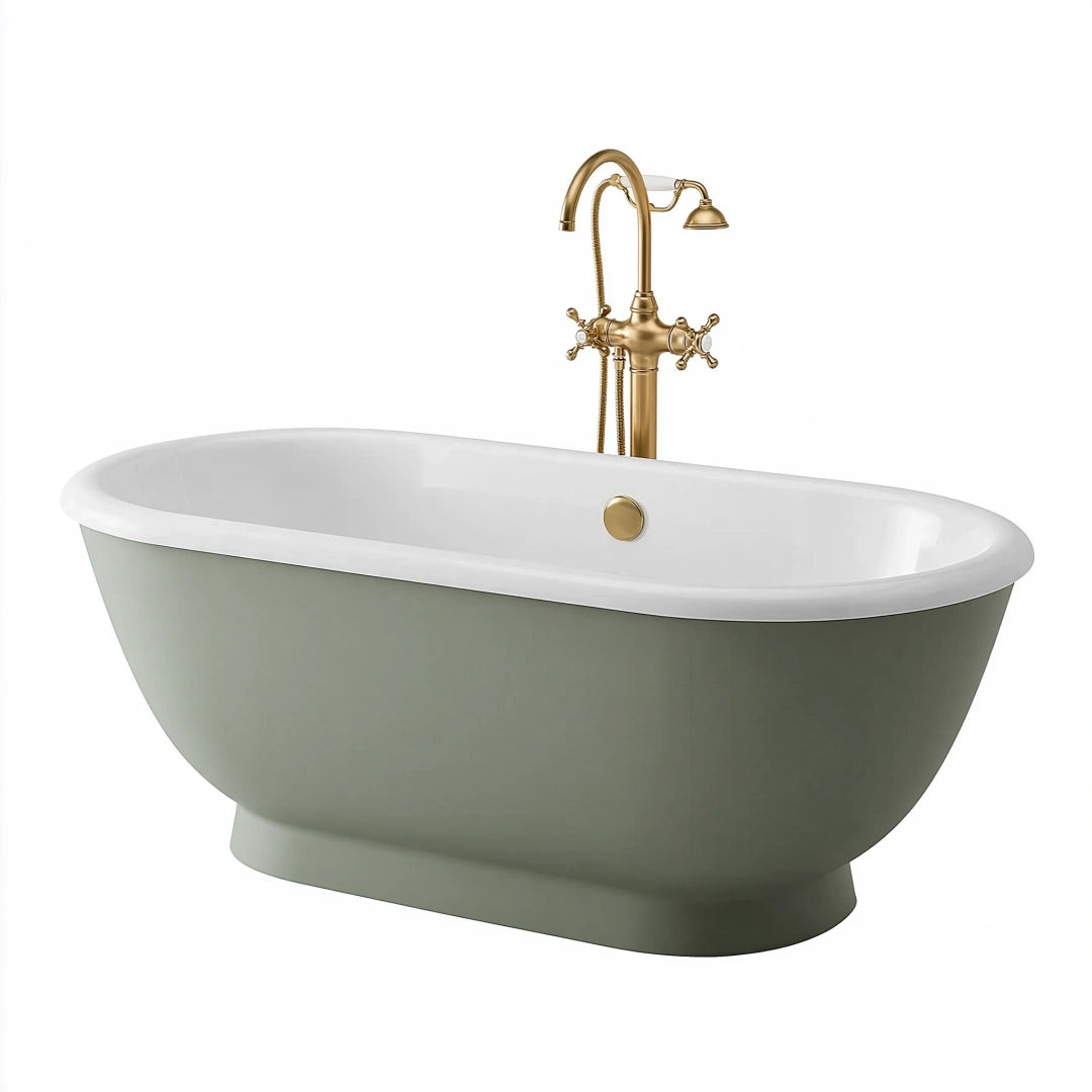 Freistehende Badewanne 170 x 75 x 75 cm aus Acryl Grün Weiß im klassischen Stil