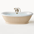 Freistehende Badewanne 180 x 85 x 65 cm aus Acryl und Holz in Beige Weiß im klassischen Stil