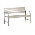 Gartenbank 122 x 61 x 88 cm aus Metall in Taupe mit Ziergitter-Rückenlehne