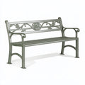Gartenbank 120 cm Metall grau mit Armlehnen floralem Design