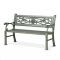 Gartenbank 122 x 61 x 90 cm Metall Grün mit Blumenmotiv im klassischen Stil